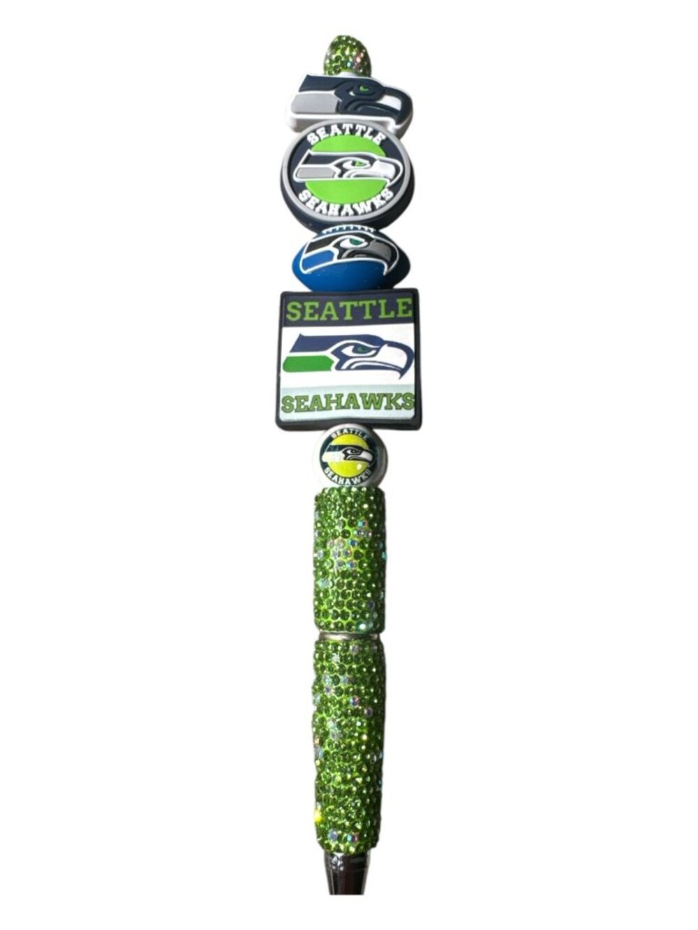Superbowl Champion Seattle Seahawks Rhinestone Pen with Team Logo Charms - Picture 3 of 6